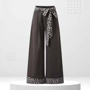 Quần dài phối da báo